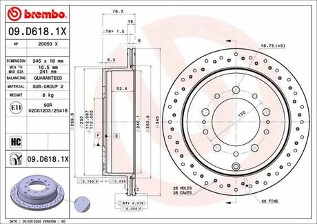 09.D618.1X BREMBO Тормозной диск