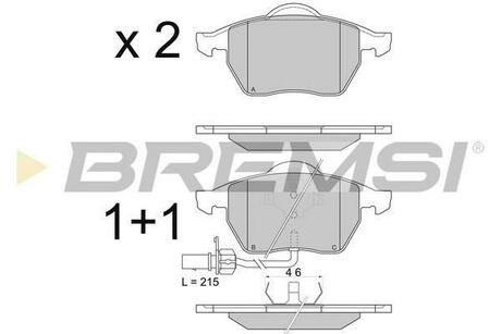 BP2816 BREMSI Гальмівні колодки перед. Passat B5/Audi A4/A6 00-05 (з датчиком)