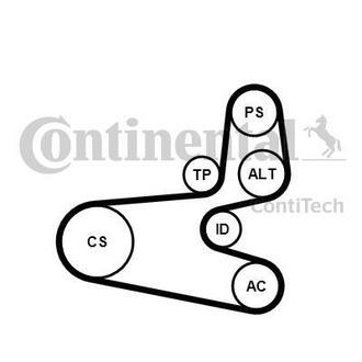 6PK1560K1 Contitech Комплект (ремінь+ролики) CONTINENTAL 6PK1560K1