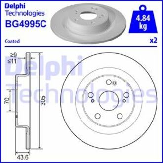 BG4995C Delphi Гальмівний диск DELPHI BG4995C 