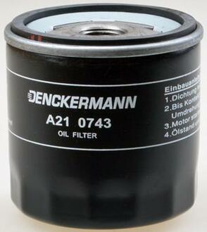 A210743 Denckermann Фільтр масляний двигуна VW GOLF VI, VII, SKODA FABIA III 1.0-1.5 TSI 12- (вир-во DENCKERMANN)