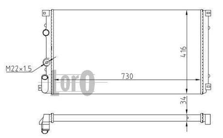 042-017-0025 DEPO Радіатор води Master/Movano II 1.9/2.2/ dCi 97> (730x415x23) термовыкл.