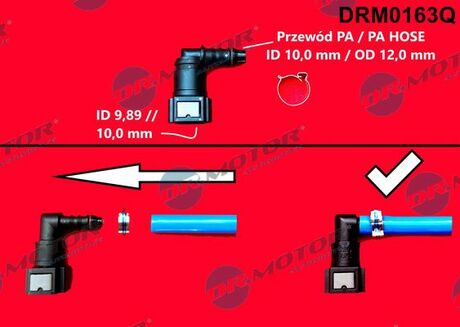 DRM0163Q DRMOTOR Штуцер Г-подiбний, пласт., 90°, 9,89/10mm з АБС
