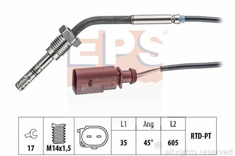 1.220.155 EPS Датчик температури випускних газів VW Touareg 2.5 R5TDi 03-10