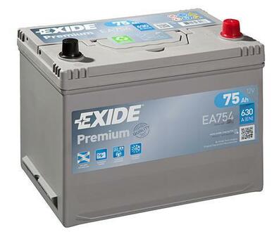 EA754 EXIDE Акумулятор   75Ah-12v Exide PREMIUM (267х172х220),R,EN630 Азія