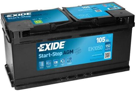 EK1050 EXIDE Автомобільний акумулятор EXIDE 6СТ-105 АзЕ AGM Exide EK1050 оригінальна запчастина