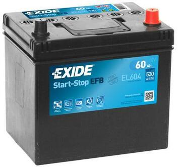 EL604 EXIDE Акумулятор   60Ah-12v Exide START-STOP EFB (230х173х222),R,EN520 Азія