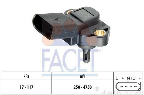 10.3071 FACET Датчик тиску повітря VW Caddy 1.4 i 95->