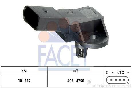 10.3090 FACET Датчик тиску наддуву A4/A6/ Fabia/Octavia/Roomster/ Caddy/Golf/T4 1.0-4.2 98-