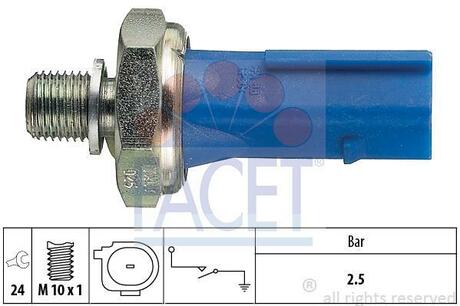 7.0192 FACET Датчик тиску оливи Audi A4/A6/ Skoda Octavia/Superb/ VW Caddy/Golf/Passat/Tiguan 1.0-3.0 04-