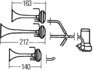 3PD 003 001-671 HELLA Звуковой сигнал 780/820/880гц 240 Вт 12V мощность 118дБ электро-пневматический (фото 2)