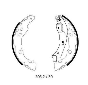 8DB355002-641 HELLA Гальмівні колодки зад. Logan 1.2/1.4/1.6 i/1.5 dCi 04- (203x38) (для авто.без ABS)