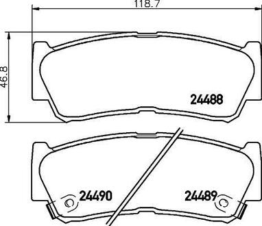 8DB355013-081 HELLA Тормозные колодки зад. Hyundai Santa Fe 06-12 (mando) (118,6x47x15,6) PAGID