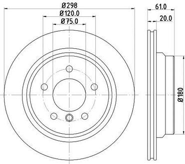 8DD 355 104-611 HELLA Диск гальмівний задній 298x20mm BMW E39 96-03