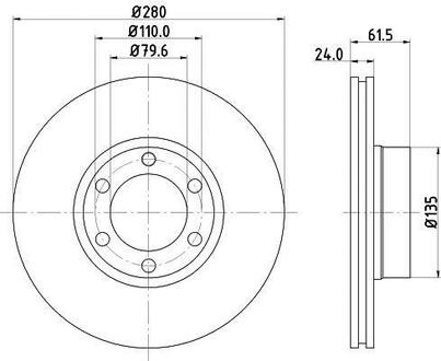 8DD 355 106-611 HELLA RENAULT диск гальмівний передній Master II 2.5/2.8TD 98-