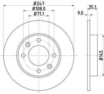 8DD 355 108-391 HELLA CITROEN гальмівний диск задній Berlingo, C2, C3, C4