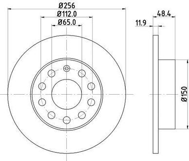 8DD355109-641 HELLA Гальмівний диск зад. Caddy III (260x12)
