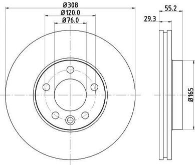 8DD355109-661 HELLA Тормозной диск перед. T5 03- (R16) (308x30) (вент.) PAGID