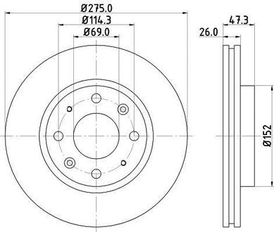 8DD355111-781 HELLA Тормозной диск перед. Cerato 04- 1.5-2.0 PAGID