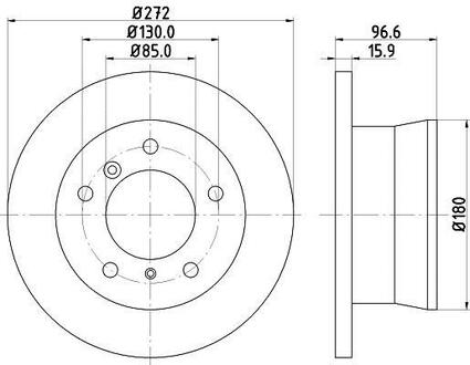 8DD355111-901 HELLA Гальмівний диск зад. Sprinter 308-316 96-06 (16mm) (PRO)