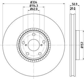 8DD355112-861 HELLA Гальмівний диск перед. Lexus GS/IS/RC 2.0-4.6 05- Л.