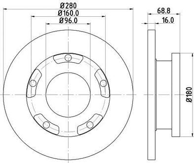 8DD355113-811 HELLA Тормозной диск зад. Transit V347 06- (H=69mm) PAGID