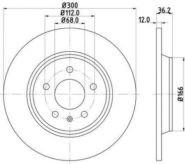 8DD355113-931 HELLA Тормозной диск зад. A4/A5/A6/A7/Q5 07- (300x12)