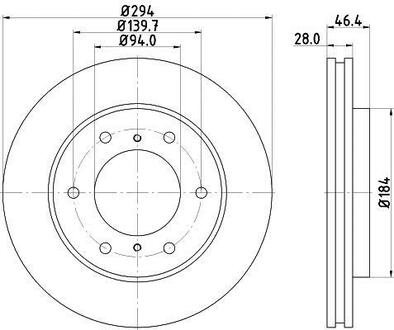 8DD355115-731 HELLA Тормозной диск перед. L200/Pajero Sport 05- 2.4-3.5 (PRO) PAGID