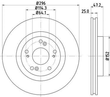 8DD355116-101 HELLA Тормозной диск перед. Accord VIII 08- 2.0-2.4 296mm PAGID