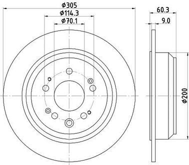 8DD355116-111 HELLA Гальмівний диск зад. Accord VIII 08- 2.0-2.4 305mm