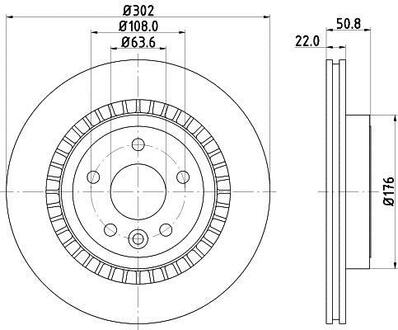 8DD355116-191 HELLA Гальмівний диск зад. XC60 08- 2.0-3.2 (PRO)