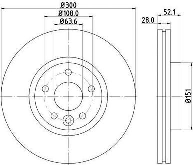 8DD355116-221 HELLA Гальмівний диск пер. Mondeo/Mondeo/S-Max 07-14 (PRO)