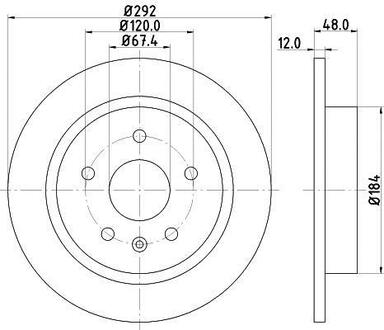 8DD355116-831 HELLA Гальмівний диск зад. Insignia A/Malibu 08- 1.4-2.4 (PRO)