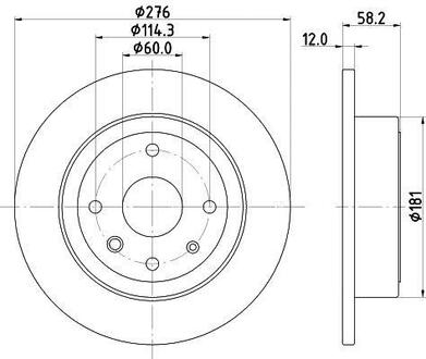 8DD355116-991 HELLA Гальмівний диск зад. Epica 05- 2.0-2.5 (PRO)