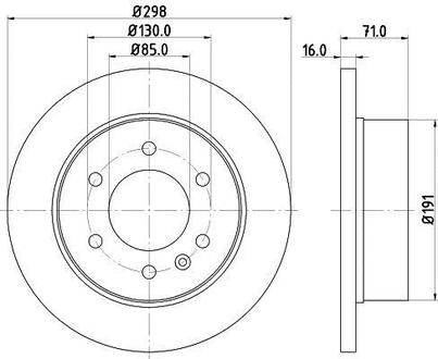 8DD355117-641 HELLA Тормозной диск зад. Sprinter/Crafter 06- (3.0-3.5t) 298mm