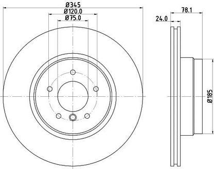 8DD355117-761 HELLA Тормозной диск зад. X5 E70/F15/F85/ X6 E71/E72/F16/F86 07- 3.0-4.8 (PRO) PAGID
