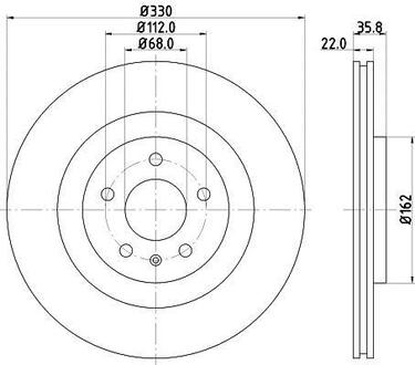 8DD355118-021 HELLA Гальмівний диск зад. Audi A4, A5, A6, A7, A8, Q5, Q7 08-