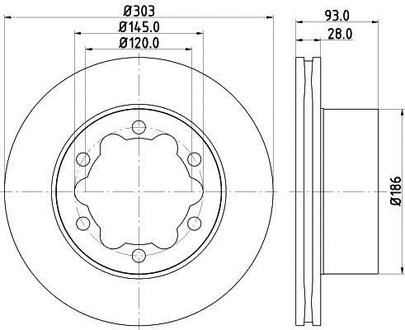 8DD355118-061 HELLA Тормозной диск зад. Sprinter/Crafter 06- (1.8-3.5t) 303mm PAGID