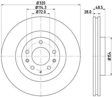 8DD355118-201 HELLA Гальмівний диск перед. CX7/CX9 07- 2.2-3.7 (PRO)