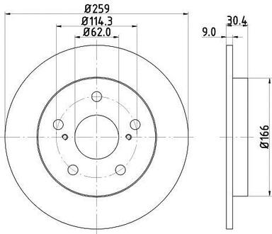 8DD355118-981 HELLA Тормозной диск зад. Auris/Corola 06- PAGID