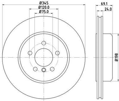 8DD 355 119-281 HELLA Гальмівні диск задній Bmw 5 (F10), 5 (F11), 5 Gran Turismo (F07), 6 (F12), 6 (F13), 6 Gran Coupe (F06), 7 (F01, F02, F03, F04) 2.0D-4.4 02.08-10.18