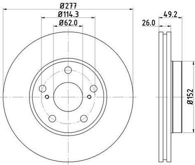 8DD355119-661 HELLA Тормозной диск перед. Auris/Corolla 12- 1.2-1.8 (PRO) PAGID