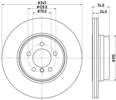 8DD355122-251 HELLA Тормозной диск зад. E65/E66/E67 03-08 (PRO)
