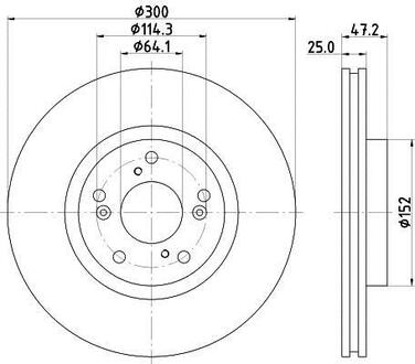 8DD 355 125-101 HELLA HONDA Диск тормозн.передн.Civic VII,VIII Type-R 01-,CR-V II 01-