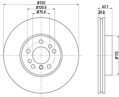 8DD355127-631 HELLA Диск тормозной перед.BMW X3 (E83) X5 (E53) 3.0/4.4 00-