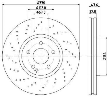 8DD355128-151 HELLA Тормозной диск перед. W211/W220 02-09 2.6-5.5 (PRO) HC PAGID