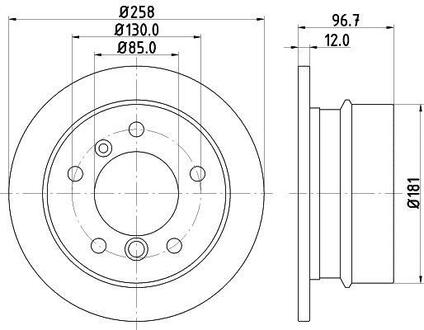 8DD 355 128-401 HELLA PRO HIGH CARBON DB диск тормозной задн. Sprinter VW LT 96- (258*12)