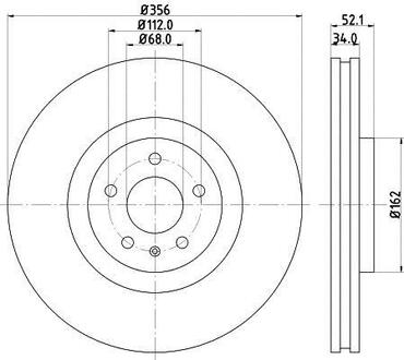 8DD355129-371 HELLA Тормозной диск перед. A6/A7/A8 10- 1.8-4.0 (PRO) HC PAGID