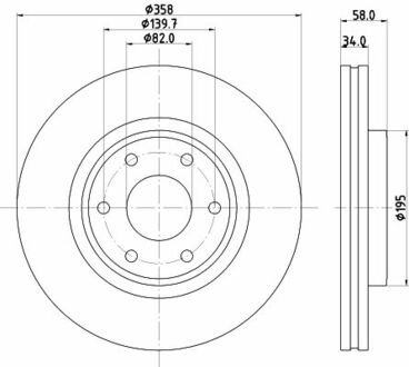 8DD 355 132-441 HELLA PRO NISSAN Диск гальмівний передній PATROL 5.6 10-