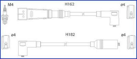 134704 HITACHI VW Комплект проводів високої напруги Golf II,Passat 1.0/1.8 80-